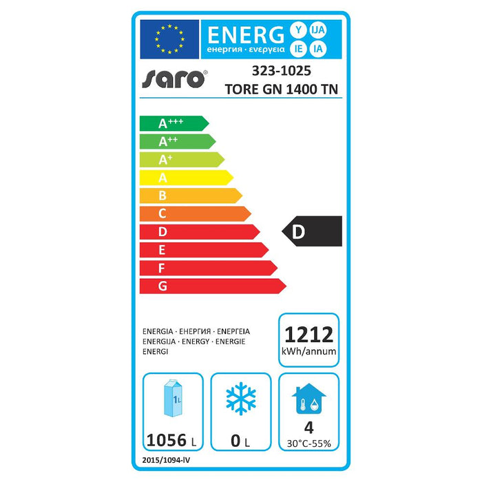 SARO commercial refrigerator, 2/1 GN, model TORE GN 1400 TN