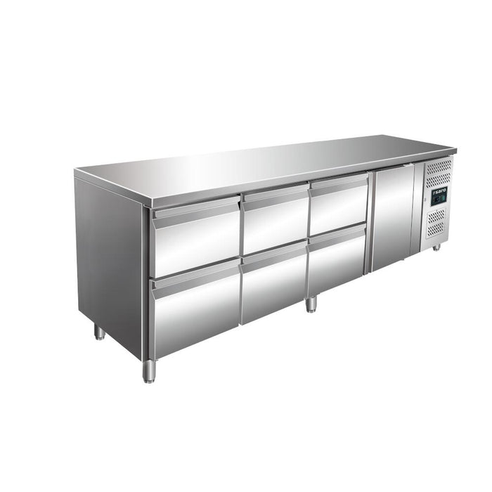 SARO refrigerated table with 1 door + 3x2 drawers, model KYLJA 4160 TN