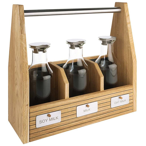 FRILICH CARAFINE OAK 'Trio', aus Eichenholz mit 3 Glaskaraffen