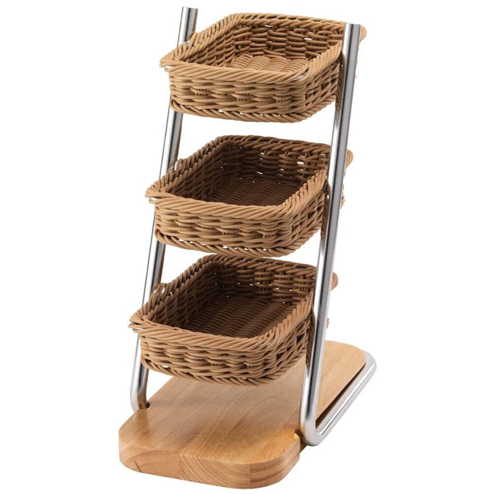 FRILICH PICKNICK 'Vario Rack' m.3 schmal. Körben, Edelstahlrahmen, Holzfuß