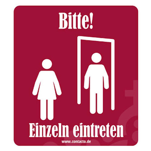 Schild ''Einzeln eintreten''