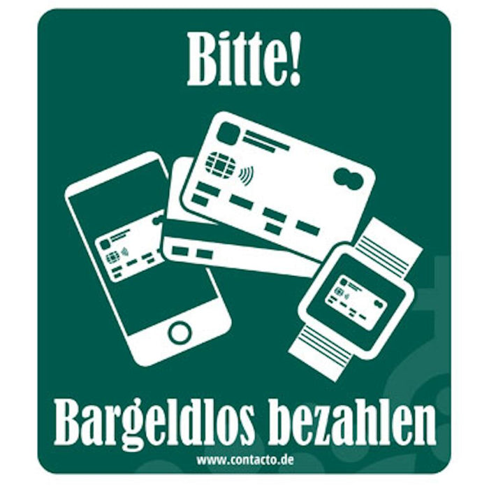 Schild ''Bargeldlos zahlen''