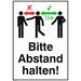 Schild Abstand halten, 18x13cm